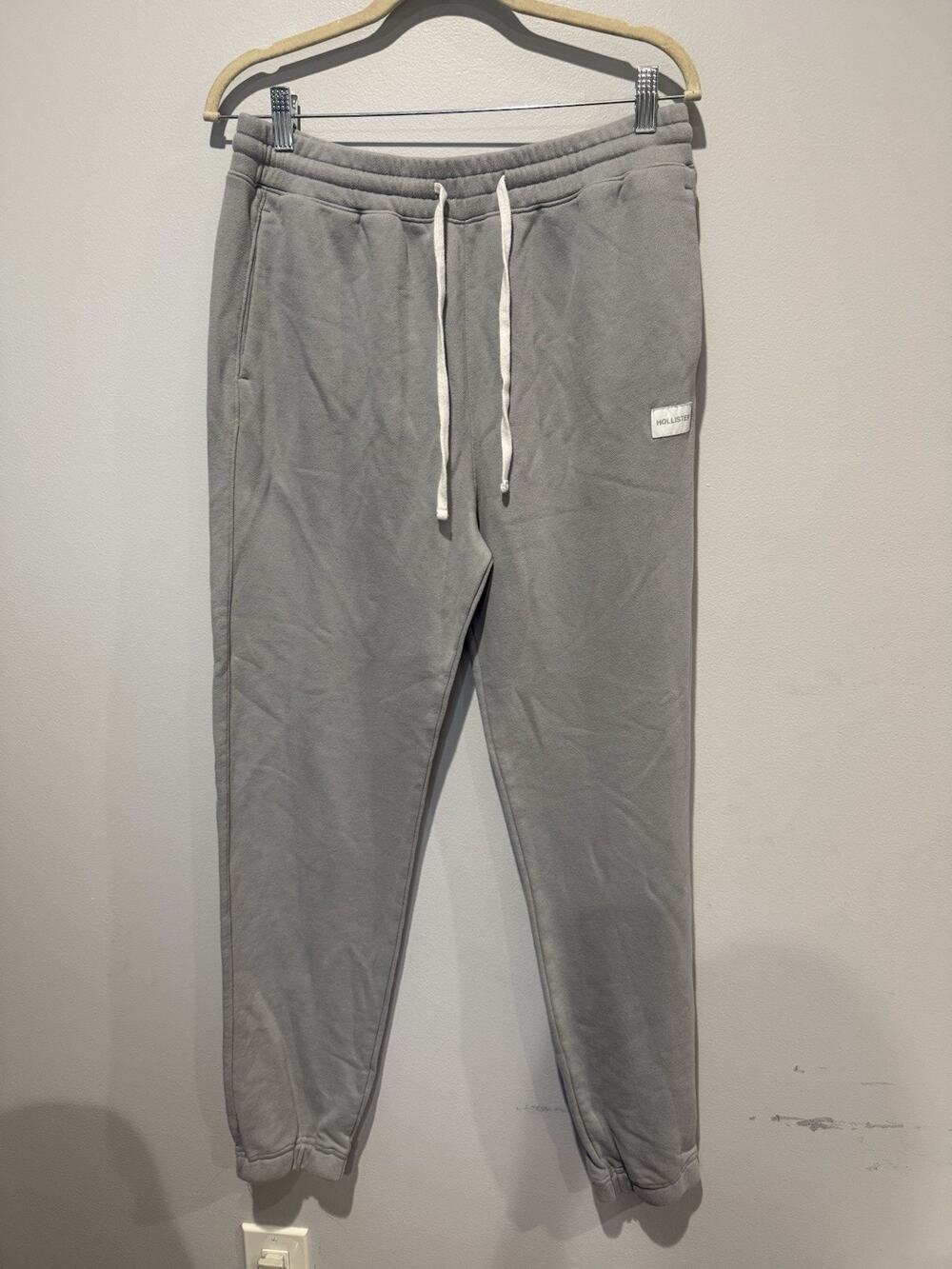 Men's Hollister Light Gray Jogger Soft Fleece Sweat Lounge Pants Medium Comfy